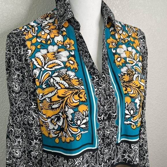 Express Floral Sheer Button Down Long Sleeve Top Size XS - Picture 2 of 7